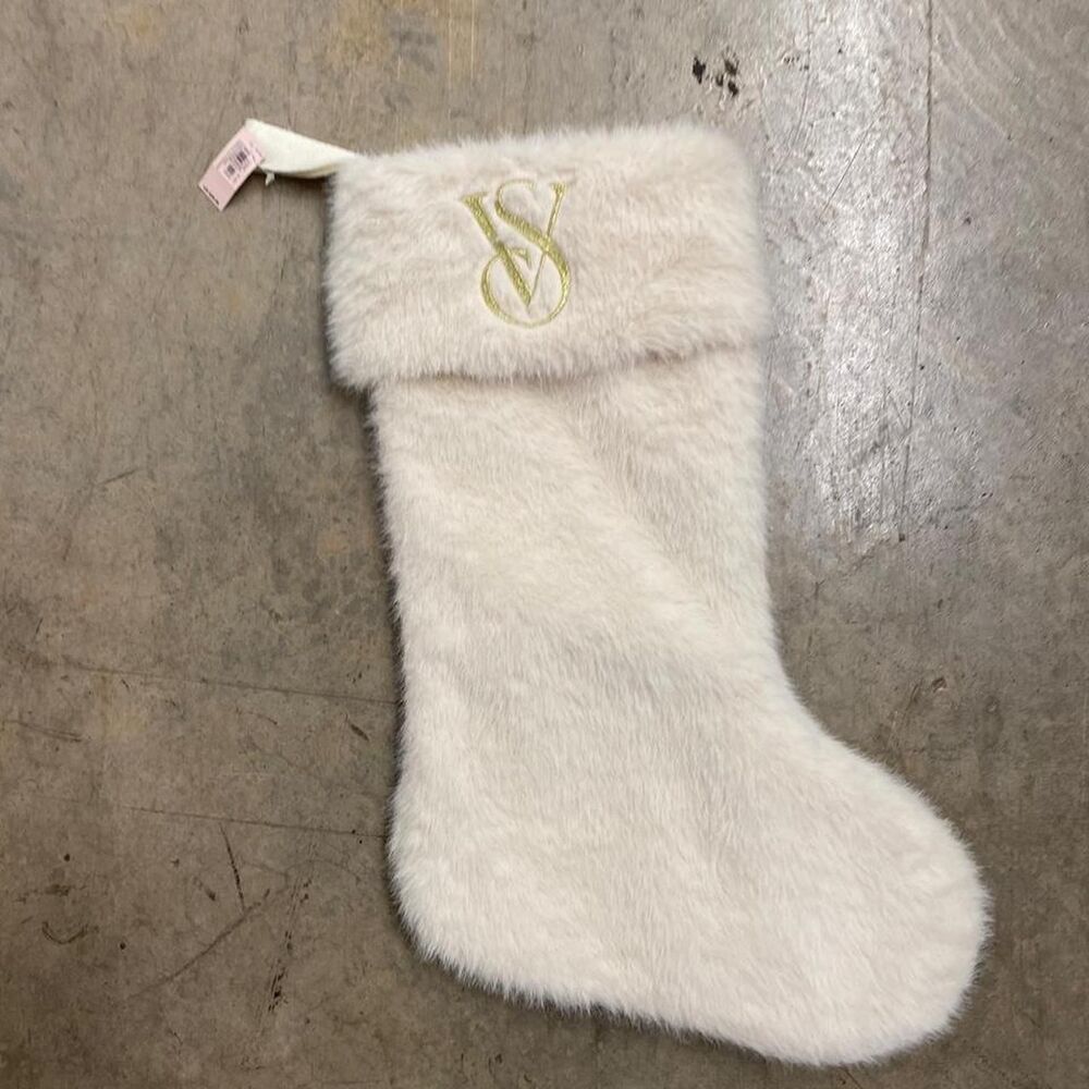 Victoria's Secret White and Cream Christmas Stocking